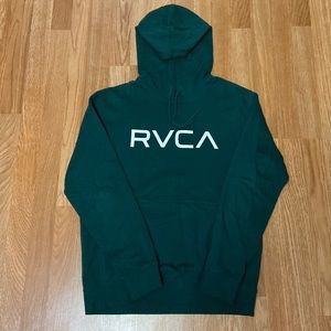 Men’s Green RVCA Hoodie Sweater Size Mens Small Color Dark Green White Used